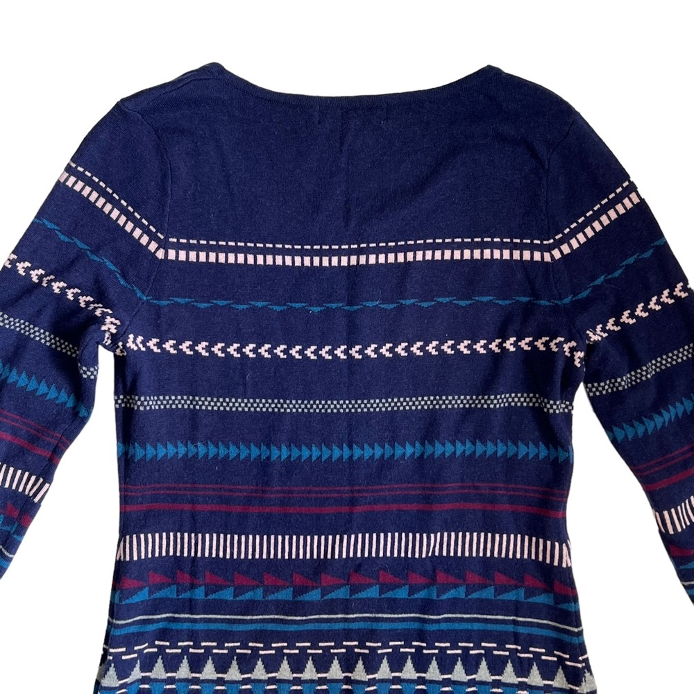 Krimson Klover Sz M Fair Isle Merino Wool Silk Knit Tallchief Blue Sweater Dress - Picture 9 of 14